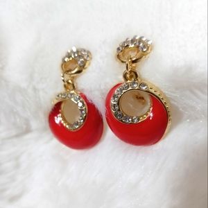 Red clip on earrings